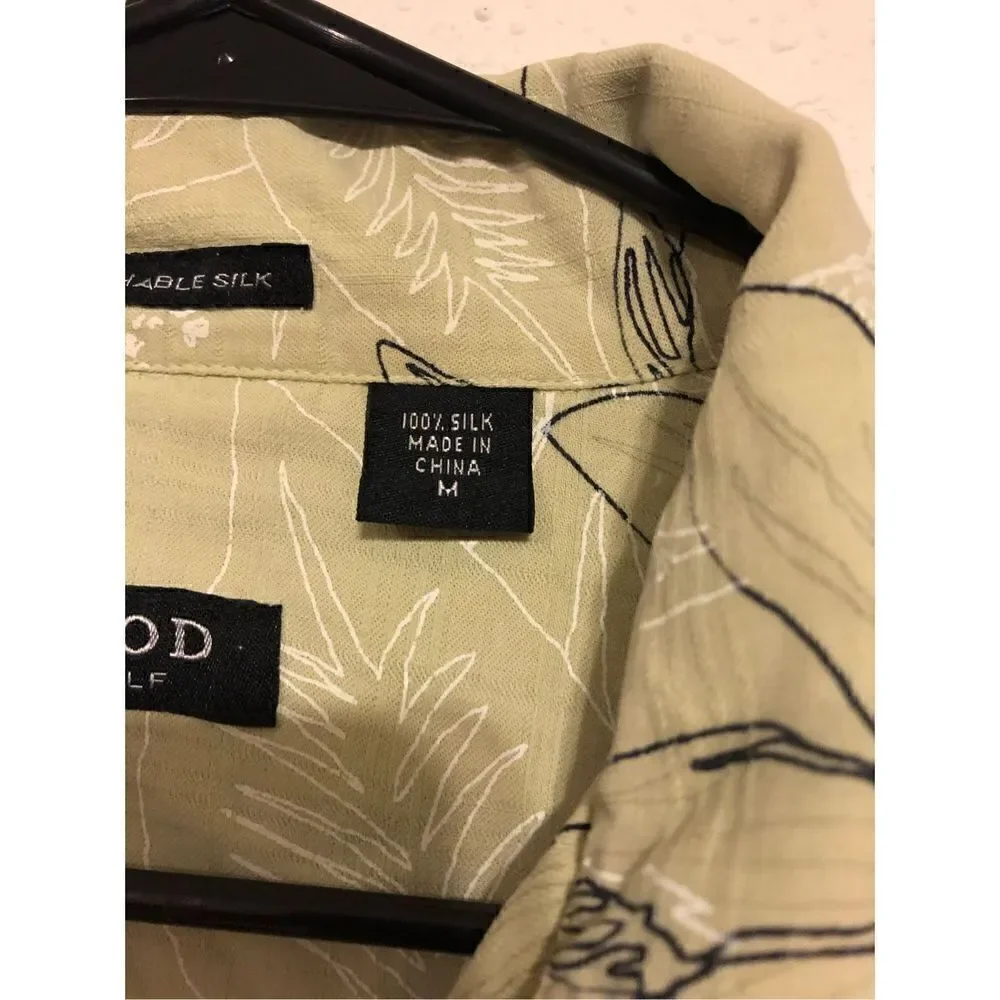 Izod Golf 100% Silk Washable Medium (M) Floral Button Down